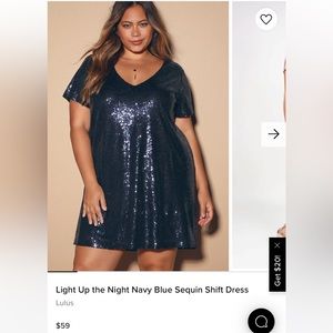 Light up the night navy blue sequin shift dress